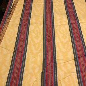 Waverly Maypole Stripe Screen Print Fabric Red Blue Yellow Ikat Damask 54x2 yrds
